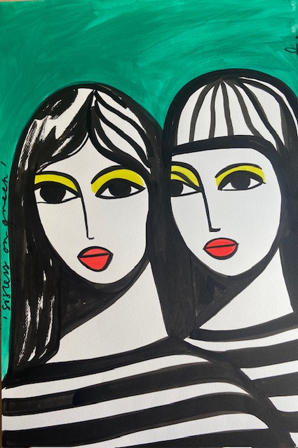 sisters on green
