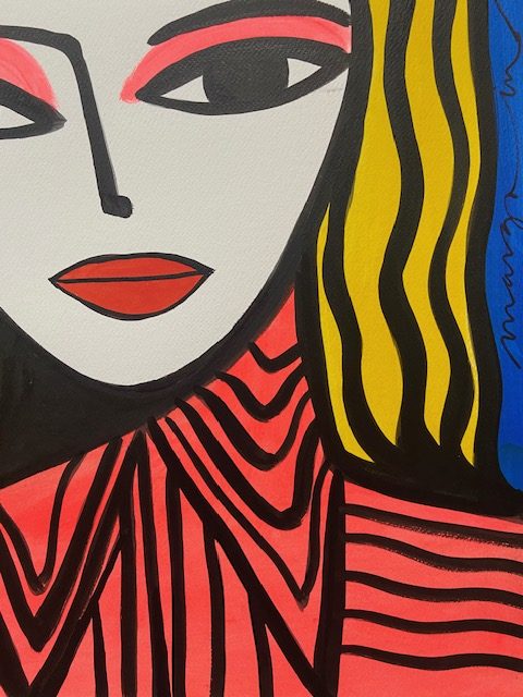 Girl with pink eye shadow (painting) - Image 3