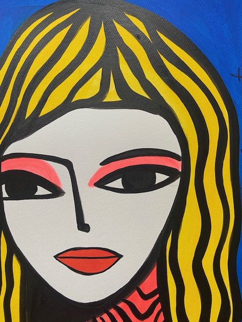 Girl with pink eye shadow (painting) - Image 4