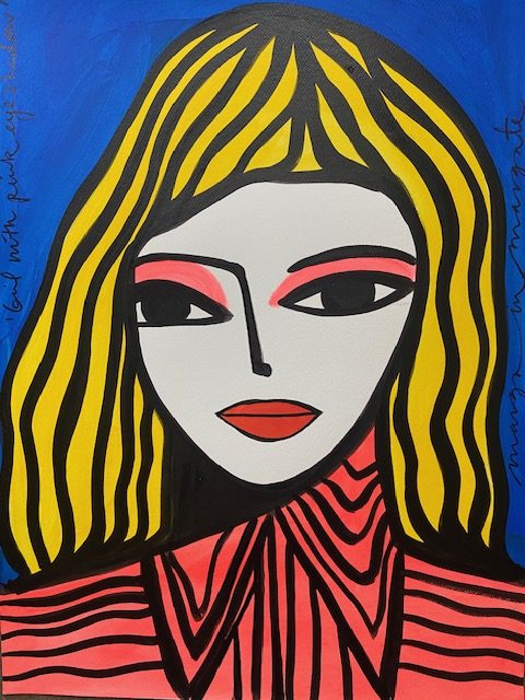 Girl with pink eye shadow (painting) - Image 5