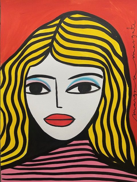 Girl in pink stripes (painting) - Image 5