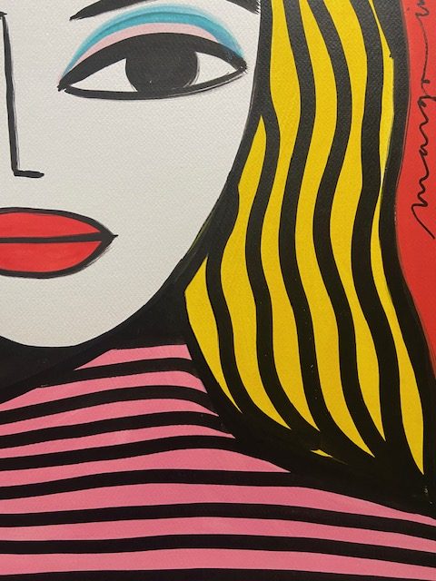 Girl in pink stripes (painting) - Image 3