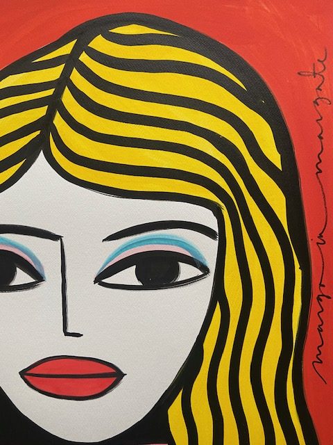 Girl in pink stripes (painting) - Image 4