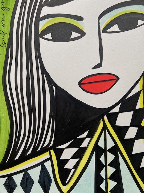 Girl on green ( painting) - Image 4