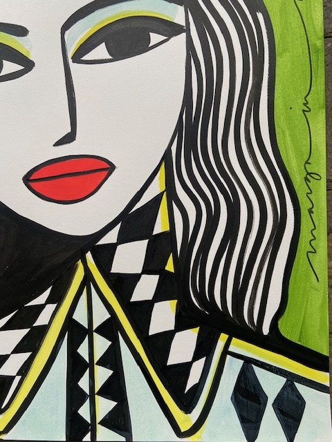 Girl on green ( painting) - Image 3