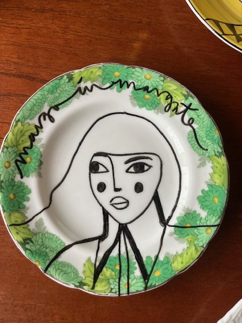 nice flower woman plate
