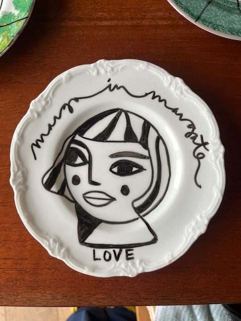 black and white love woman plate