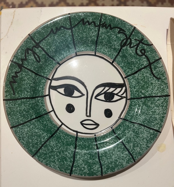 sun face woman plate