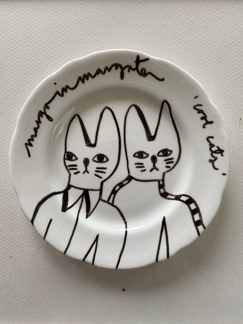 2 cats plate