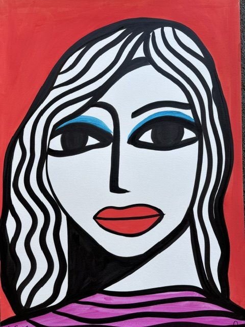 Girl on red painting (painting)